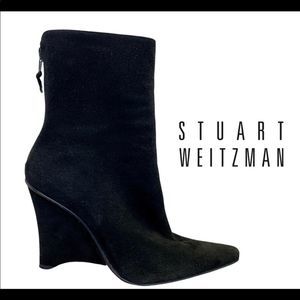 STUART WEITZMAN Suede Wedge Ankle Booties